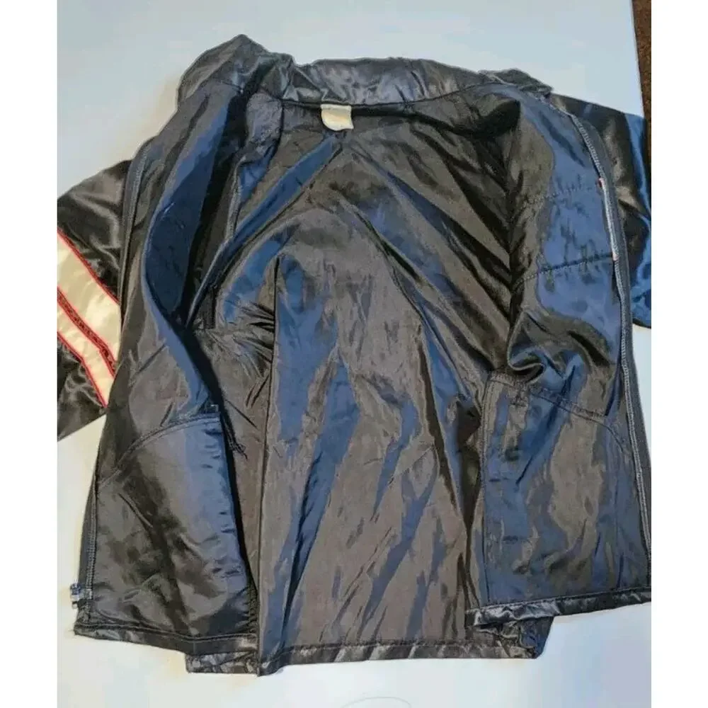 Vtg Snap On 60th Black Satin Bombers Jacket Men HORIZON Coat Medium Lightweight